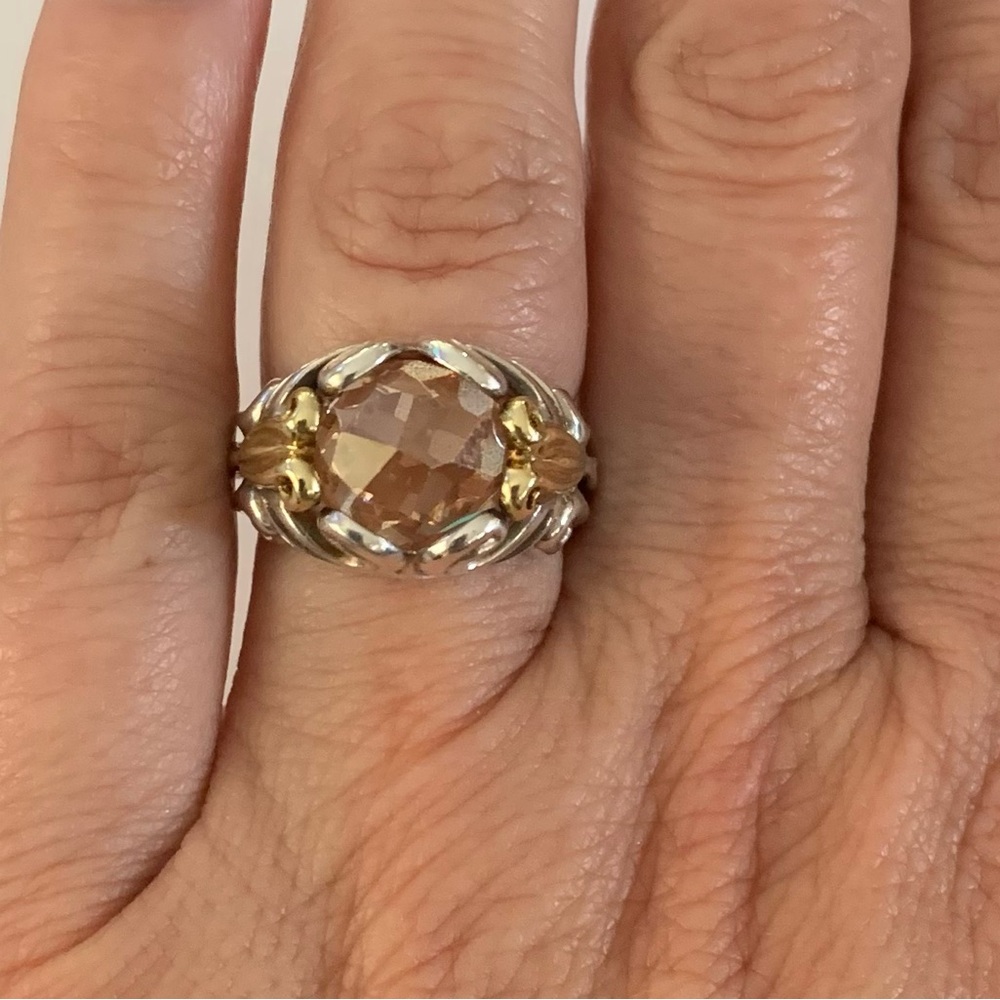 Orbis 18K yellow gold and sterling silver ring w/interchangeable orbs sz 6